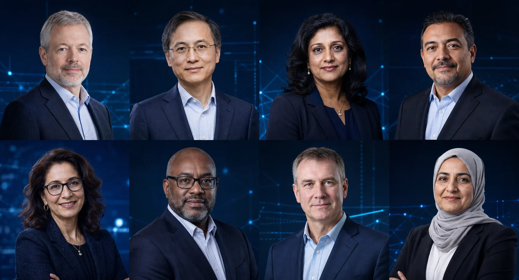 Portraits of technology and engineering professionals representing the range of disciplines and backgrounds across the AIITE Fellowship.